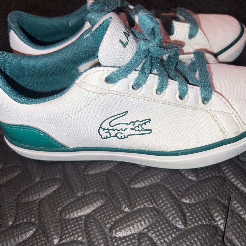 Boys Lacoste white green sneakers size us13